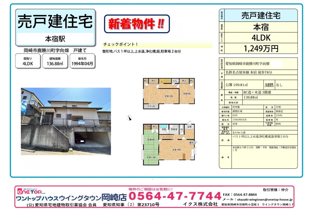 岡崎市鹿勝川町字向畑